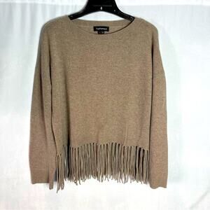 The Perfect Fringe Hem Crewneck Sweater - Taupe